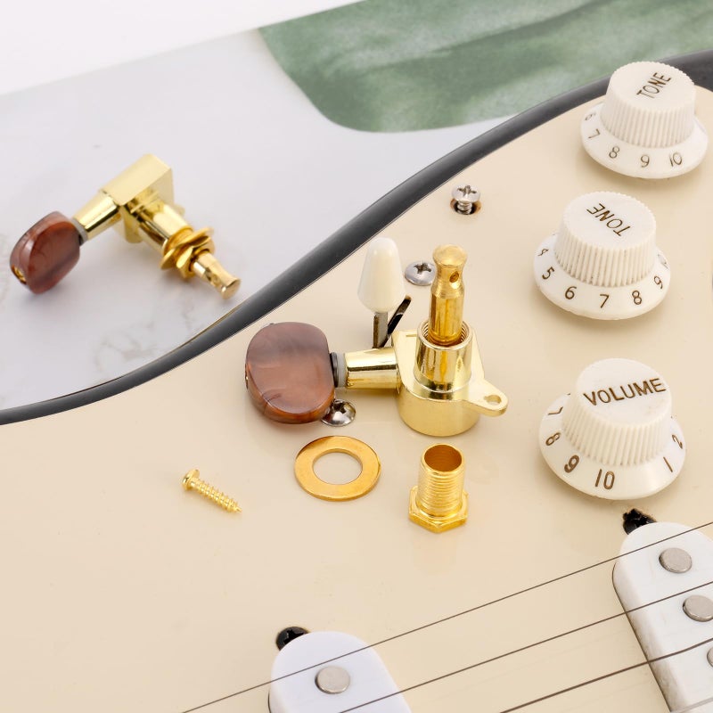 Swhmc 3R 3L Semi-Closed Golden Guitar String Tuners Tuning Keys Pegs Machine Heads Knobs Locking Tuners for Acoustic, Electric Guitar - Image 4
